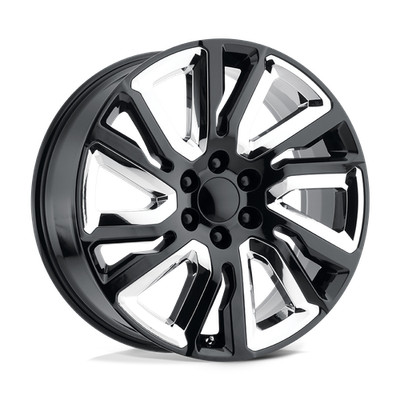 22x9 Performance Replicas PR202 Black W/Chrome Wheels 6x5.5 (28mm) Set of 4