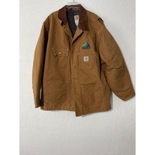 Vintage Carhartt C01 BRN Chore Coat Mens 52 XXL Brown Duck Blanket Lined USA