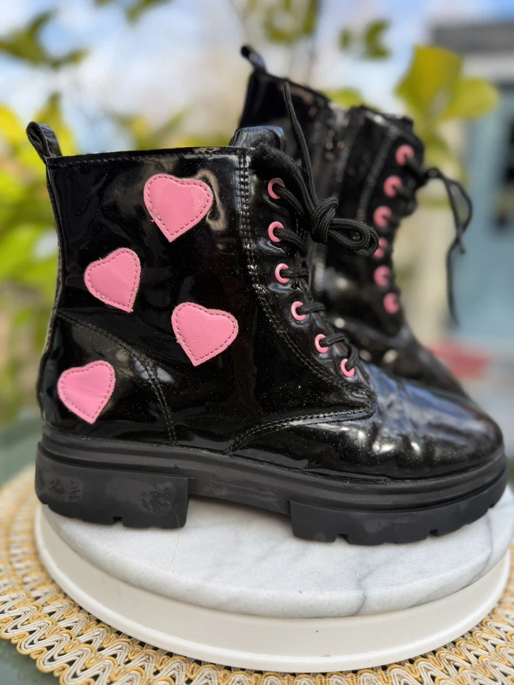 Bota de Combate Negra 7 pulgadas Cara de Gato/Patas Pintada a Mano Cremallera/Encaje Mujeres EE. UU. 7.5/UE 39 Foto 4 de 4