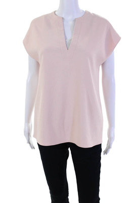 Tibi Womens Short Sleeves Pullover Blouse Ballet Pink Size Small