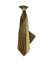 Boy's Clip-on Tie Hanky Set Gold Yellow Mustard 100% Polyester 9.5" Long