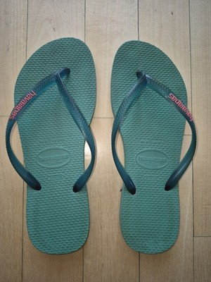 MEGA slim HAVAIANAS Zehentrenner 37 38  hellgrün Sandalen Beach Strand