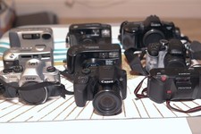 9 Vintage Film Digital Camera Lot Canon Fuji Pentax Minolta Vivitar Parts Repair