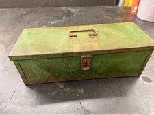 Steel Tractor Tool Box 16 1/2 L x 5 1/4 T x 6 1/2W vintage metal toolbox