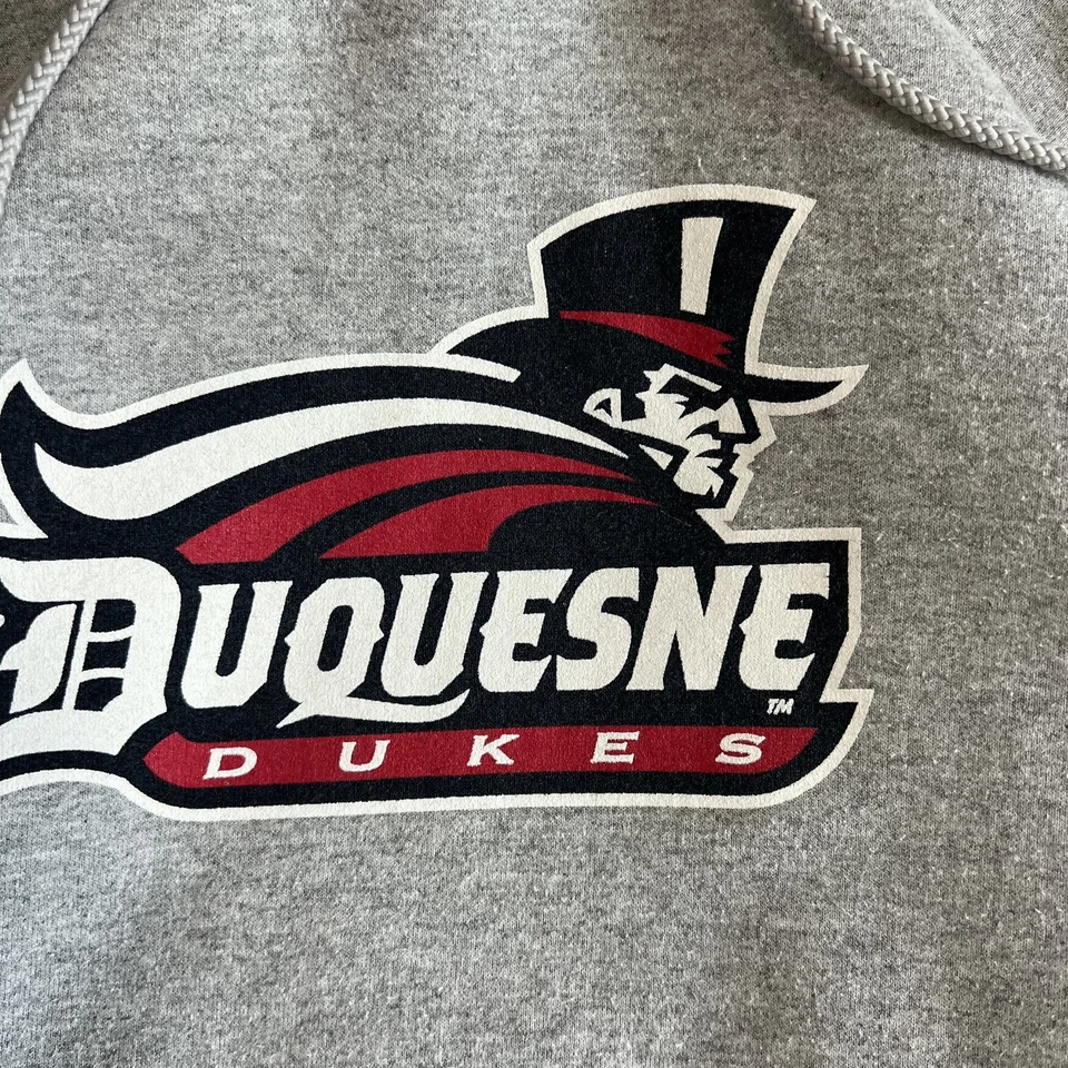 Vintage Champion Duquesne Dukes University Hoodie Mens Medium Gray Boxy 90s Y2K - Image 2 of 4