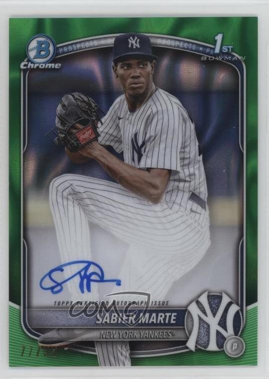 2025 Bowman Chrome Prospect Green Lava Refractor /99 Sabier Marte #CPA-SM Auto