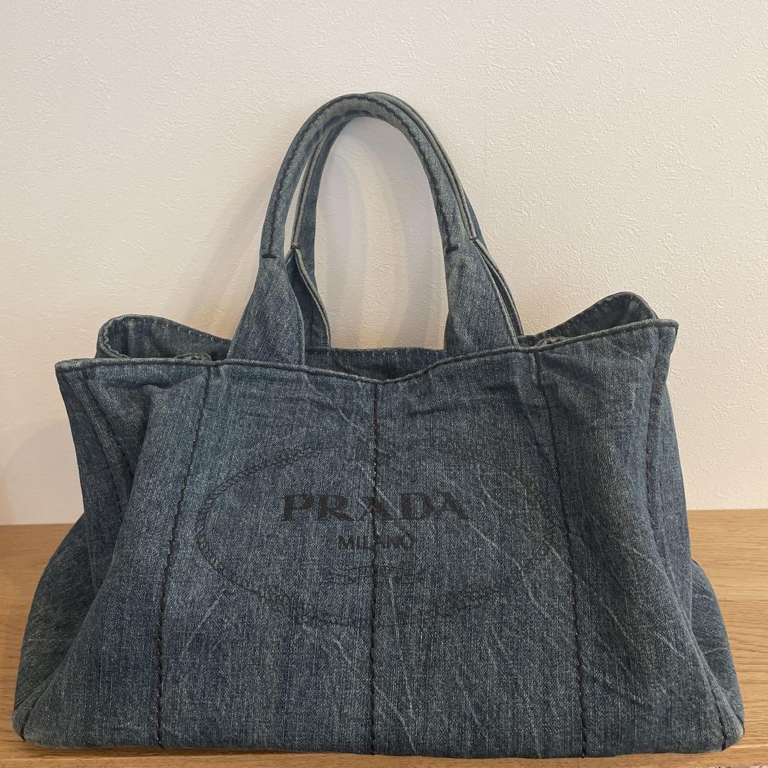 PRADA Canapa denim tote bag, blue #PG1R5H
