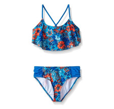 Kanu Surf Girls' Karlie Flounce Bikini Beach Sport 2 Piece Swimsuit Size 14 9171