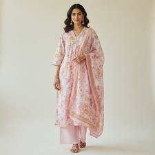 Cotton Kurta A Line Shape Floral Print