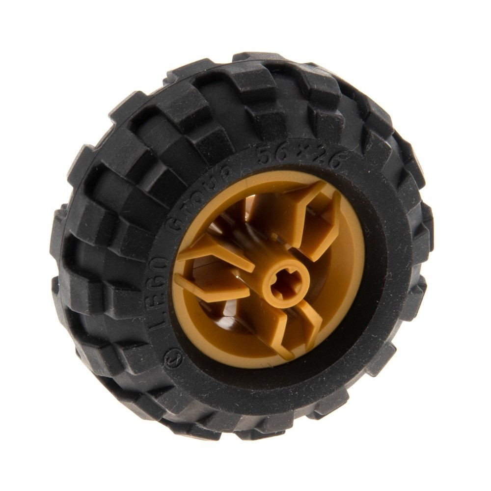 1X Lego Technic Wheel Tire 56X26 Black Rim 30.4X20 Pearl Gold 55976 66155C04