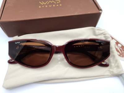WMP Eyewear Astra Flat Cateye Sunglasses Black Cherry Red / Dark Brown 64-17-148