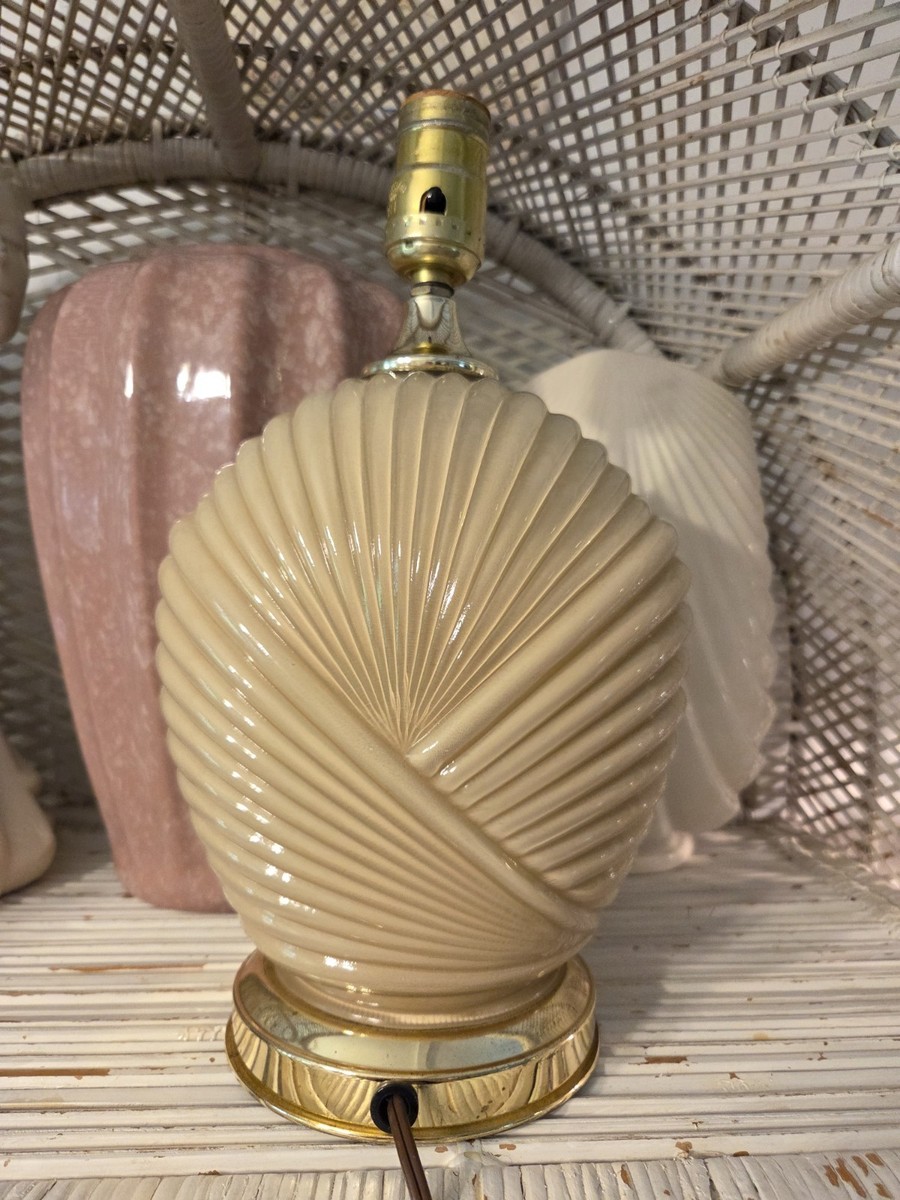 80s Vintage Clam Shell Table Lamp Beige | eBay