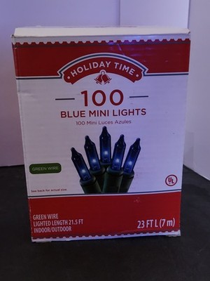 Holiday Time 100 Count Mini Lights x 2 (Blue & Clear) Christmas  Indoor/Outdoor 