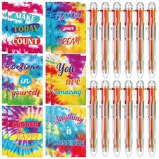 Teling 24 Pcs Tie Dye Pen and Notepad 5 Inches 12 Cute Notepads 12 Black Ink ...