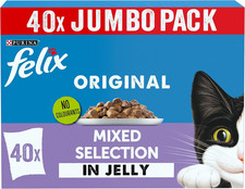 Felix Mixed Selection in Jelly Wet Cat Food Bulk Multipack 40 x 85g Pouches 4.38 per kilo