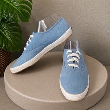 Vintage 90s Keds Blue Canvas Lace Up Sneakers Womens 9.5 Retro Preppy Casual