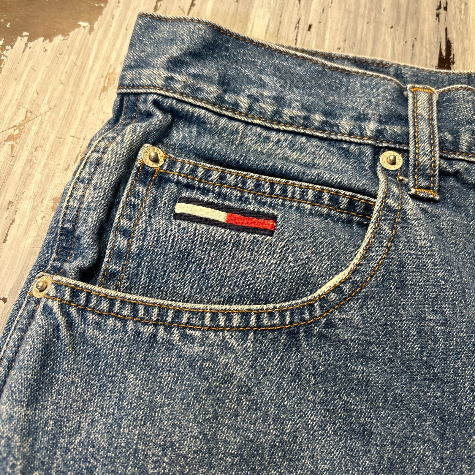 Vintage Tommy Jeans 90s Baggy Carpenter Denim Shorts Jorts thumbnail 2