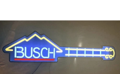 Busch Beer Lighted Guitar Sign Bar Pub Man Cave Vintage Pool Room
