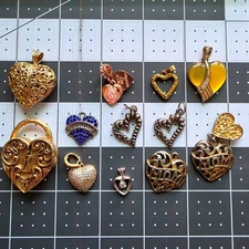 Heart Pendants & Charms LOT OF 12