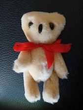 Teddy Bear Jointed posable Beige Plush  4"  Mini Toy Stuffed Small