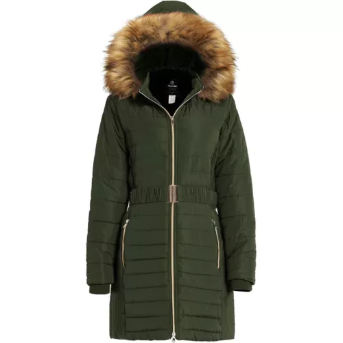 Wantdo Women's Long Winter Puffer Coat Waterproof Jackets Army Green