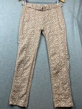 Anthropologie Womens The Wanderer Animal Print Pants Slim Straight Brown 25 