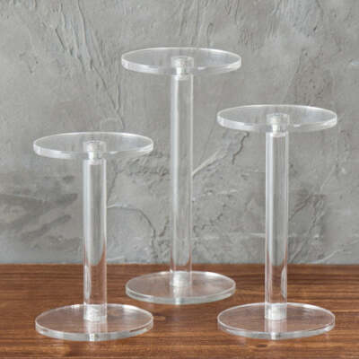 Set of 3 Clear Round Acrylic Display Riser, Jewelry/Watch Display Pedestal Riser