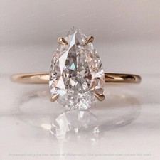 2Ct Pear Cut Lab Created Diamond Solitaire Engagement Ring 14K Rose Gold Plated