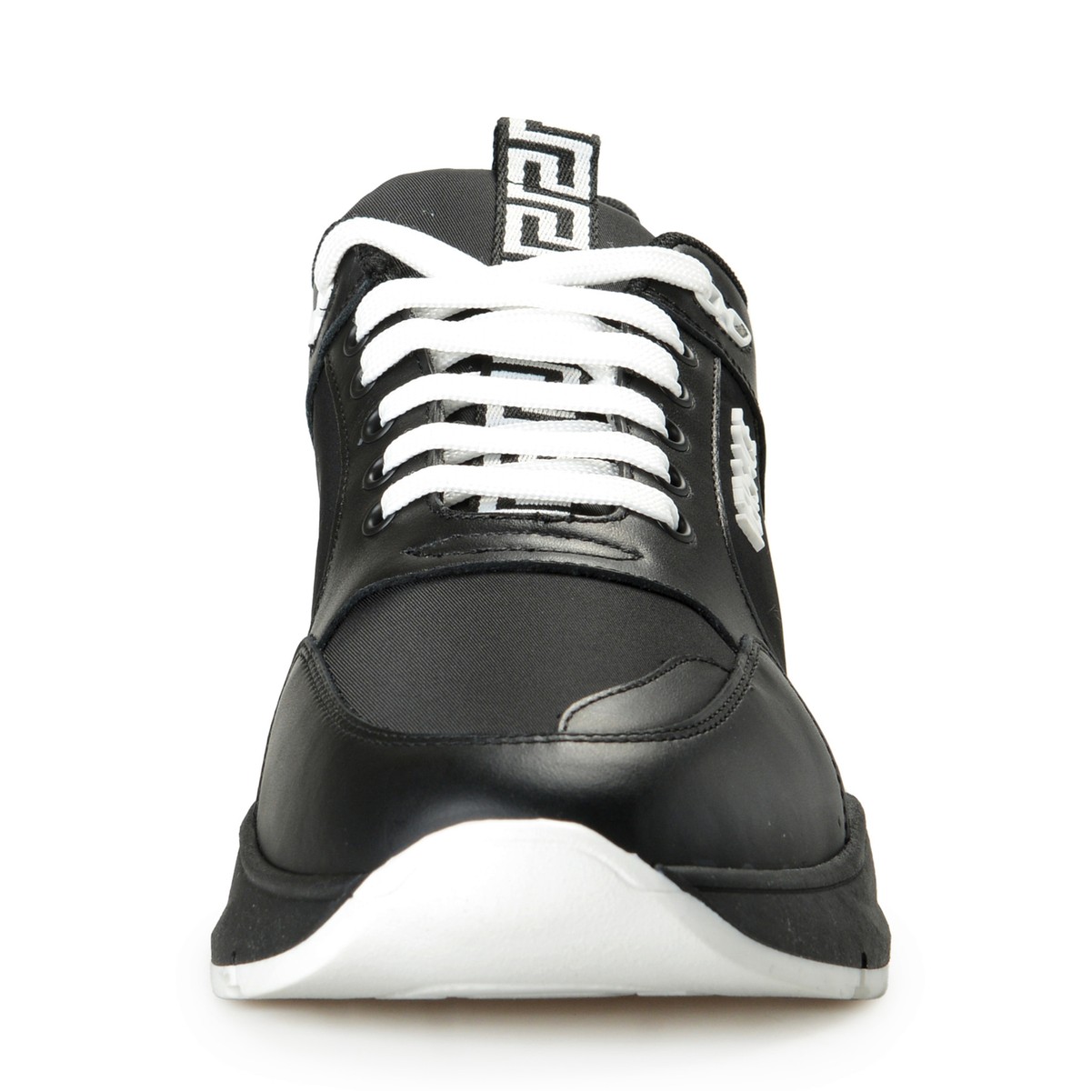 Versace Men's Black Canvas Leather Logo Sneakers Shoes | eBay