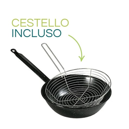 Padella per Friggere con Cestello 24 cm Ceramica Antiaderente Induzione 0724F - Foto 4 di 6