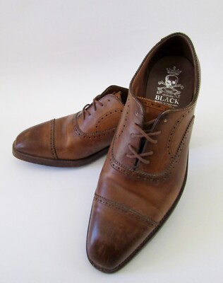 Barker Black Bespoke Leather Wing Tip Oxfords Handmade in  display picture 1