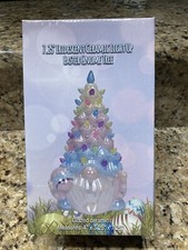Light Up Iridescent Ceramic Easter Gnome Tree Decor Tabletop 4Hr Timer NIB EGG