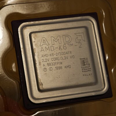 1998 AMD K6-2-300AFR CPU 300MHz 2.2V 3x 100MHz CPU Processor Tested & Working 23