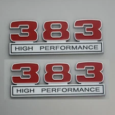 2Pc 383 High Performance Logo Emblem Badge 3D Decals Stickers Cars Trucks