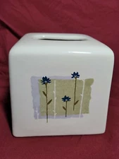 Floral Ceramic Tissue Cover White With Blue Flowers Bed Bath Beyond