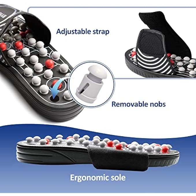 Scarpe da massaggio ai piedi, per digitopressione, pantofole da uomo e donna, sollievo dalla neuropatia, artrite, fascite plantare, dolore allo stress, regalo per mamma papà, grigio., 36