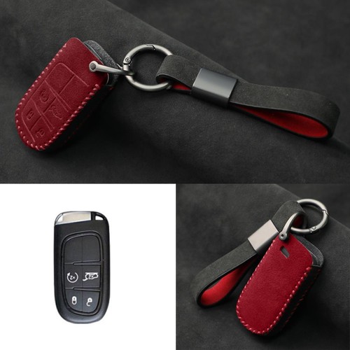 Full Suede Covered Key Fob Remote Protector Holder Cover Case For Jeep A - Picture 4 of 8