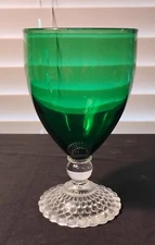 Anchor Hocking Bubble Foot Forest Green Water Glass 5-5/8" H Sold Individually