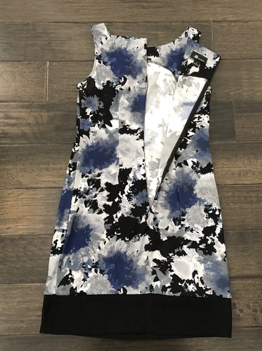 AB Studio Dress Womens Size 4 Blue Gray Sleeveless Knee Length Boat Neck - 第 7/10 張圖片