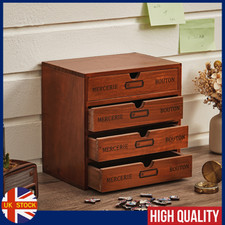 Small Cabinet Storage Box Shelf Drawer Chest Vintage Wood Desktop Wall Furniture