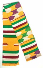 Handwoven Traditional Kente Scarf Ashanti Kente Stole African Textile Art Sash