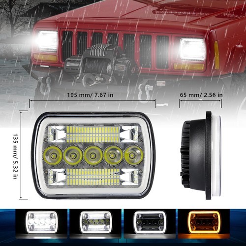 Par de faros LED DRL ojos de ángel cromados 7x6" para Mitsubishi Mighty-Max 1983-95 - Imagen 2 de 12