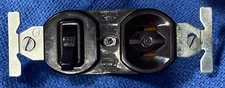 CIRCLE F BROWN SINGLE POLE SNAP SWITCH & NON GROUNDING RECEPTACLE COMBINATION