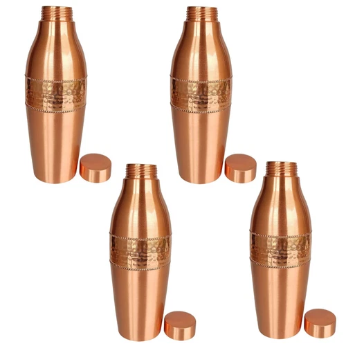 Reines Kupfer Trinkflasche gehämmert für Ayurveda gesundheitliche Vorteile 1000ml. 4er Set - Bild 2 von 4