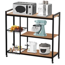 Kitchen Shelf 3 Tier Cart Rolled Backers Rack Storage Tabletop Microwave Stand