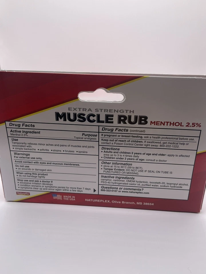 Muscle Rub Extra Strength Pain Relieving Gel Menthol 2.5% 1.5 oz Tube - Image 2 of 4