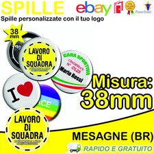 1 SPILLA DA 38mm SPILLE SPILLETTE PINS PERSONALIZZATE CON IL TUO LOGO PIN