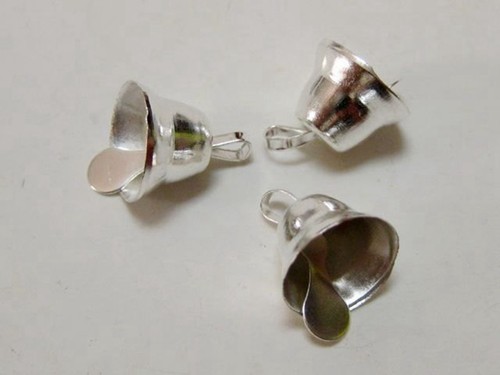 100 Silver Christmas Jingle Bells Charms Pendants 11mm for Craft DIY - Picture 4 of 7