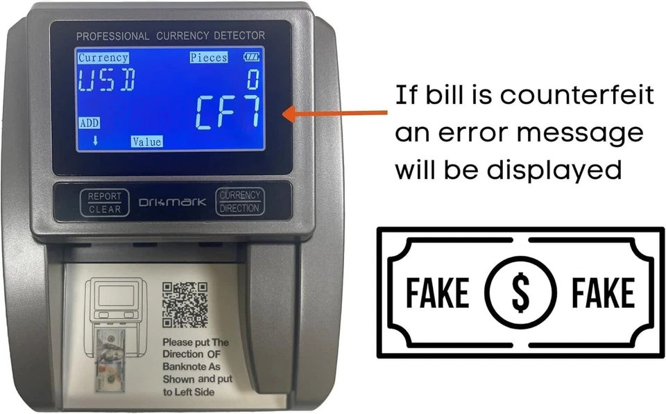 Counterfeit Bill Detector Automatic Money For USD/CDN, UV/MT/IR/Color/Size - Image 4 of 4
