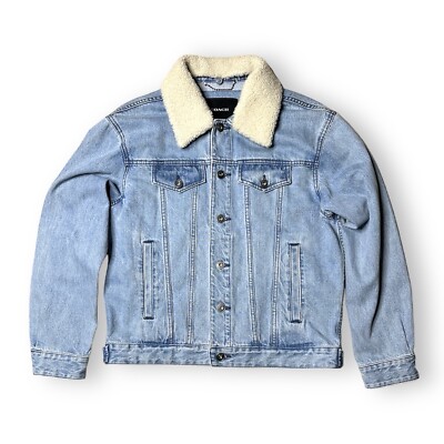 Coach Denim Trucker Jacket With Removable Shearling Collar Small
